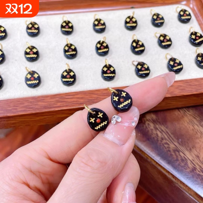 黑玛瑙可爱小丑配件小提溜diy手工串珠项链手串饰品吊坠配饰