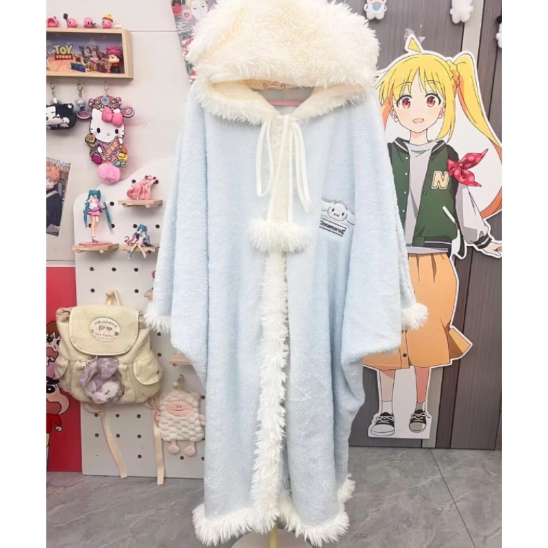 女冬季2025保暖睡裙家居服韩式冬日卡通珊瑚绒连帽长款睡袍睡衣