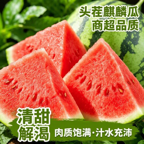 新鲜麒麟西瓜水果当季现摘8424美都有籽薄皮冰淇淋大西瓜整箱无籽