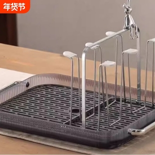 新款水杯架沥水杯子架子置物架玻璃放水杯倒挂架茶杯架带托 托盘