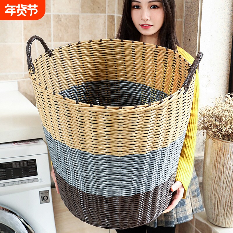 收纳筐酒店玩具收纳桶仿藤编毛巾藤编脏衣篓脏衣篮理发店卧室编织
