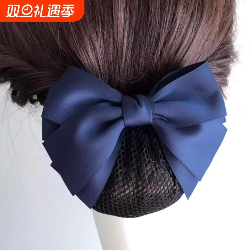 新款厚棉带职业女头花发夹护士盘发带网兜上班发网后脑勺顶夹