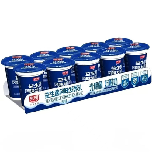 光明益生菌发酵原味风味酸牛奶十连杯装