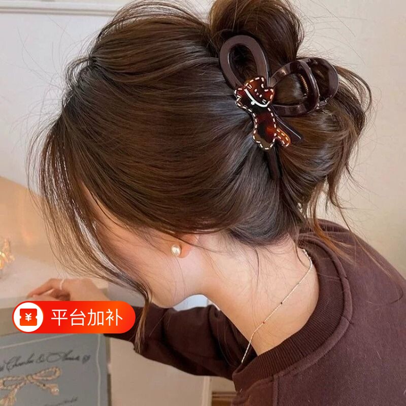 剪刀款甜美可爱线条猫咪抓夹女后脑勺盘发鲨鱼夹大号发夹发抓头饰