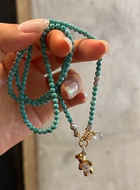 串珠小熊精致高级感百搭项链饰品
