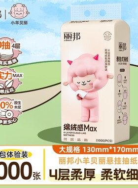 丽邦悬挂式底部抽纸家用餐巾面巾纸学生宿舍壁挂式实用纸抽实惠