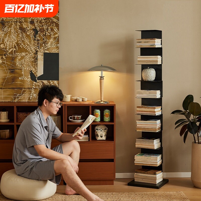 隐形书架落地靠墙客厅转角创K意铁艺窄小型书柜置物收纳卧室书籍