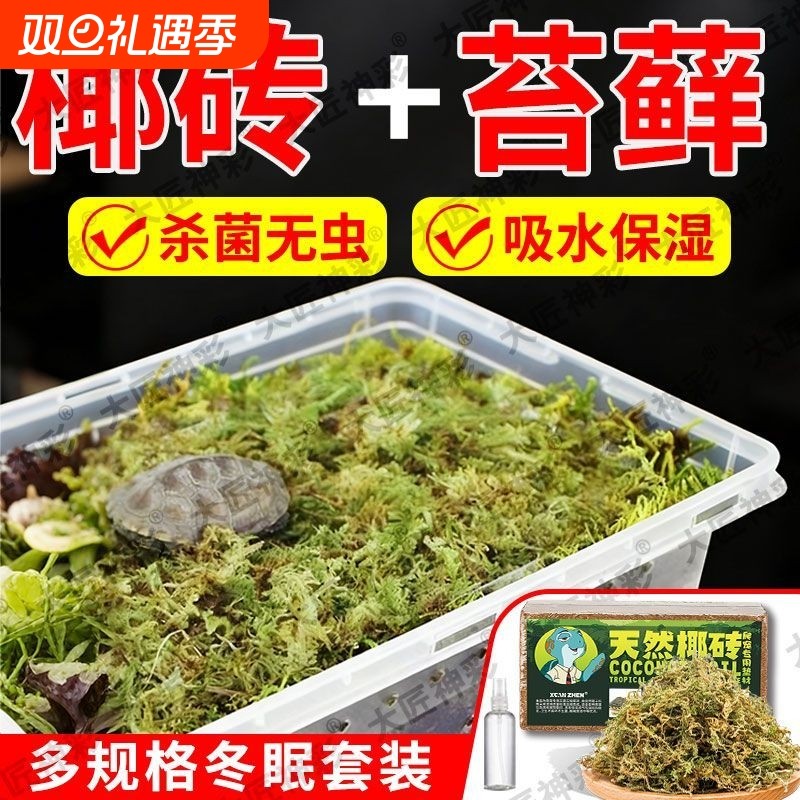 乌龟冬眠专用椰砖椰土沙冬眠箱盒子饲养箱苔藓过冬装备套装恒温箱