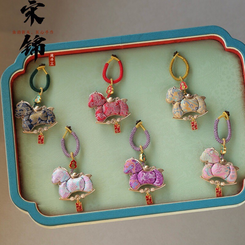 宋锦上久楷定胜款名家宋锦葫芦挂件/包挂/车挂双面葫芦