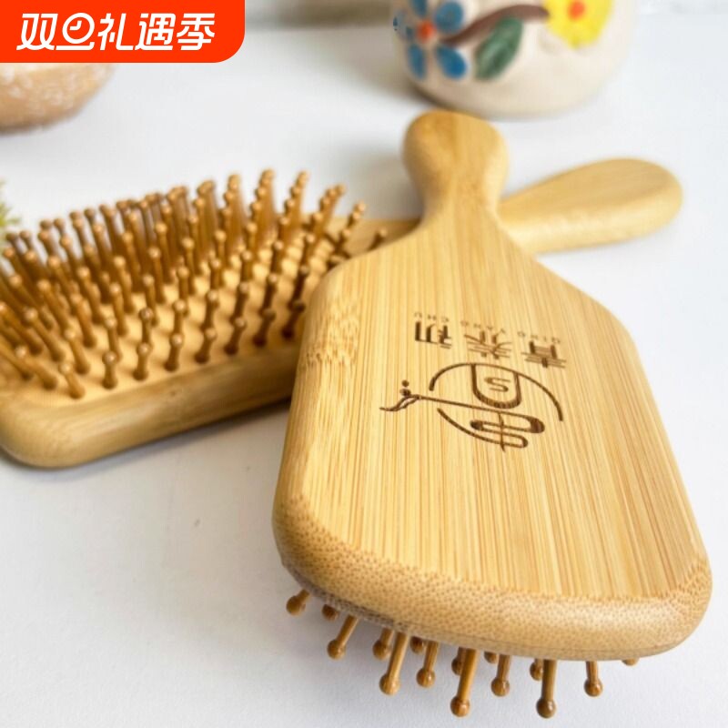 竹木气囊梳头皮气垫按摩梳子女便携头部防静电梳木质DIY