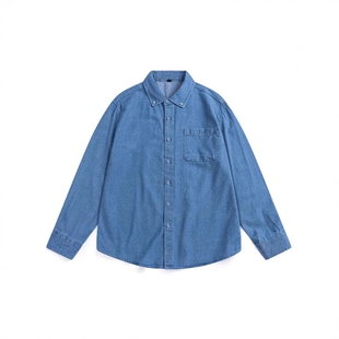 2025春秋季牛仔衬衫男韩版修身男士长袖内搭衬衣潮流休闲工装外套