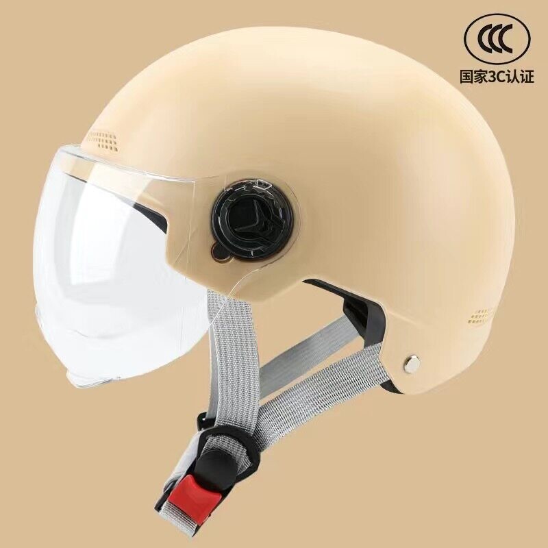 电动车头盔女士透气夏季防晒紫外线 摩托车半盔男安全帽四季通用