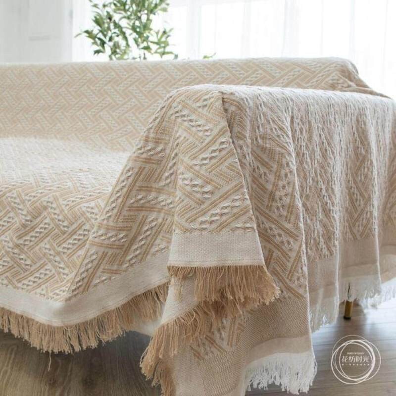 蔓越家北欧ins风沙发盖布白色沙发套罩全包全盖沙发毯三人位扶手