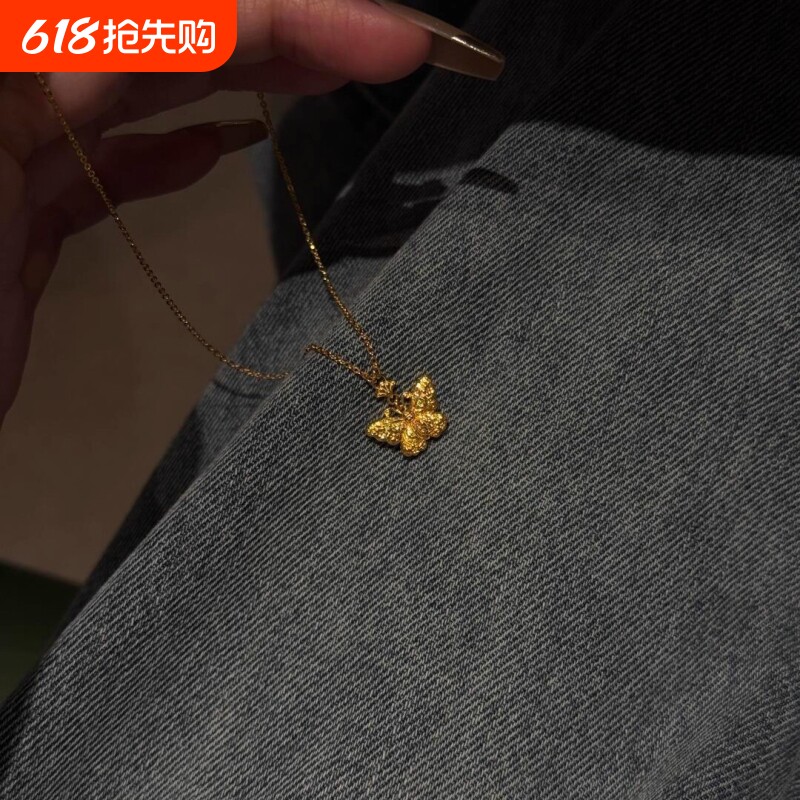 爆闪满钻镂空蝴蝶吊坠项链女2026新爆款轻奢高级感锁骨链颈链配饰