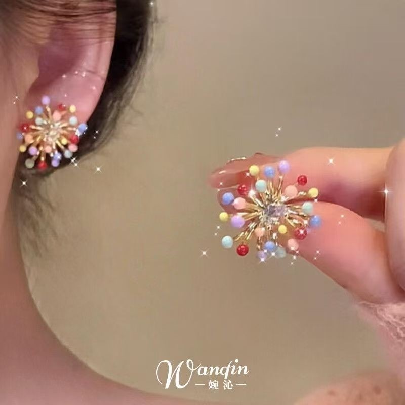 「光啾花扑」多巴胺彩色滴油烟花耳钉时尚甜美日常百搭少女感耳饰,饰品/流行首饰/时尚饰品新,耳钉,淘宝优惠券,粉丝福利购,淘宝优惠卷