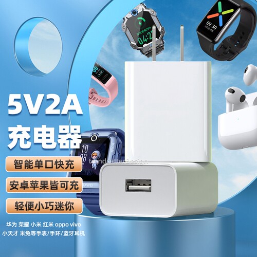 5V2A充电器插头充电线适用小米/华为/荣耀/小天才/米兔/好记星/爱百分/360/oppo/苹果/三星手表手环充电插头