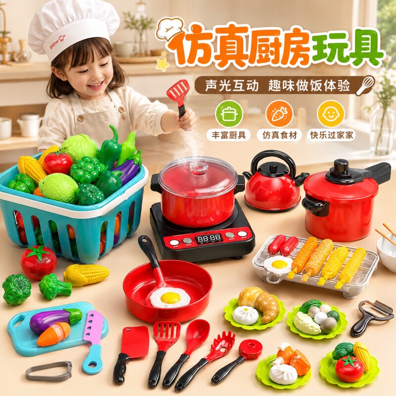 儿童厨房玩具全套仿真做饭厨具过家家切切乐宝宝益智女孩早教礼物图片