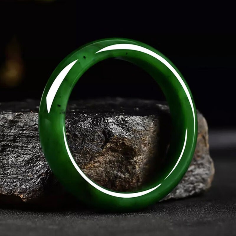 新疆和田碧玉手镯菠菜帝王绿女老坑俄料真玉石国风中式送妈妈女友