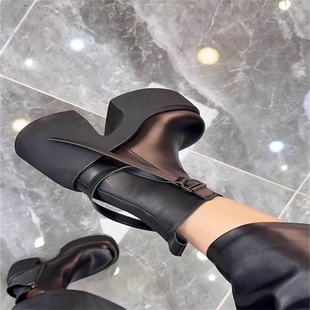 高档超高跟9CM马丁靴女2025秋冬新款 小个子厚底增高短靴粗跟加绒