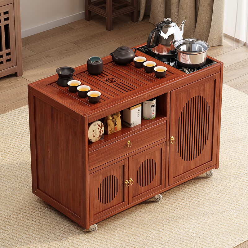 移动茶台小茶桌家用新中式茶车阳台茶几边几客厅烧水壶一体茶水柜
