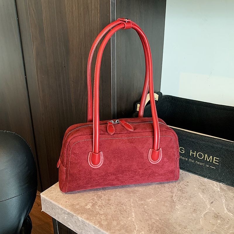 2025新款大容量包包复古单肩腋下手提包通勤枕头女包斜挎包手工