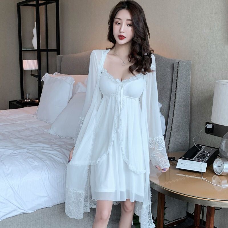 宫廷公主睡衣女夏性感吊带胸垫聚拢蕾丝睡裙很仙女家居服春秋ins