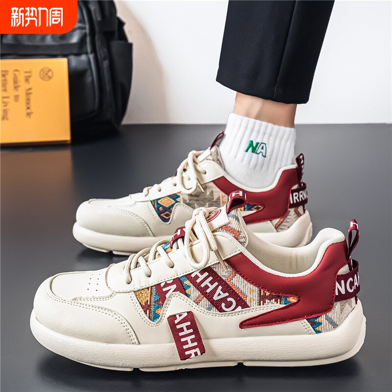 男鞋春夏季新款港风低帮跑步休闲潮鞋男款青少年透气宽头运动鞋男