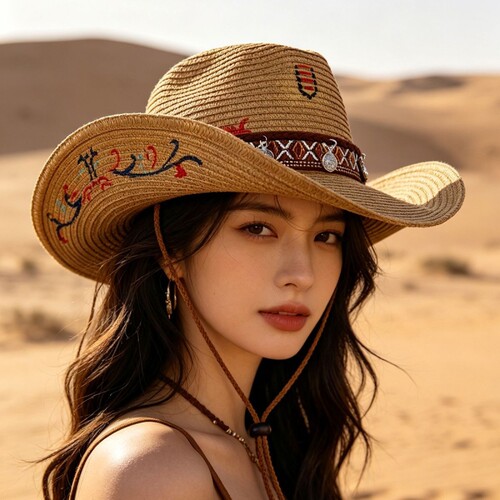 西部牛仔帽女夏季复古美式遮阳帽