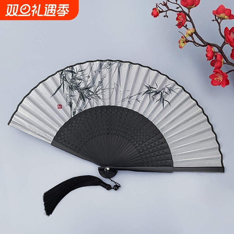 扇子古风折扇水墨风新中式汉服中国风马面裙夏天随身便携折叠扇子