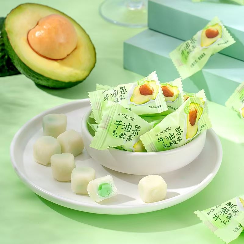 牛油果乳酸菌夹心软糖网红高颜值水果味爆浆软糖0脂解馋健康零食