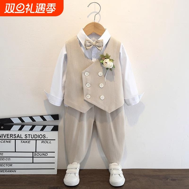 花童礼服男套装儿童小主持人演出服帅气宝宝周岁礼服男童西服正装
