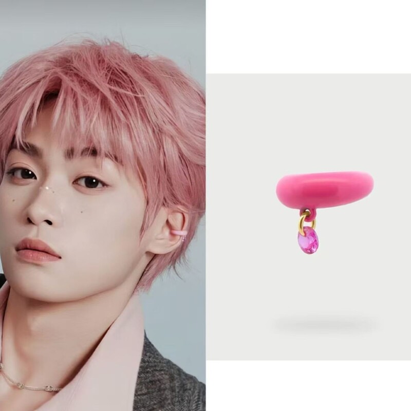 明星梓渝同款多巴胺锆石耳夹小众设计简约百搭高级感无耳洞耳饰女