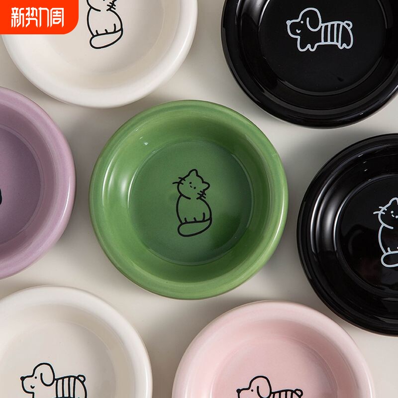 猫碗陶瓷罐头盘碟子猫食盆饭盆防打翻猫咪喝水碗狗碗食盆宠物用品