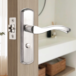 卫生间厕所门锁把手无钥匙不锈钢浴室洗手间单舌锁舌手柄面板整套