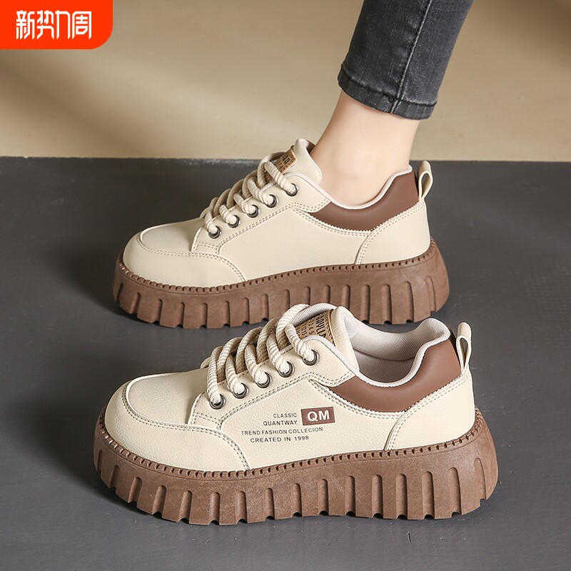 皮面防水防油厨房防滑鞋女上班工作鞋软底久站不累脚运动女鞋高帮