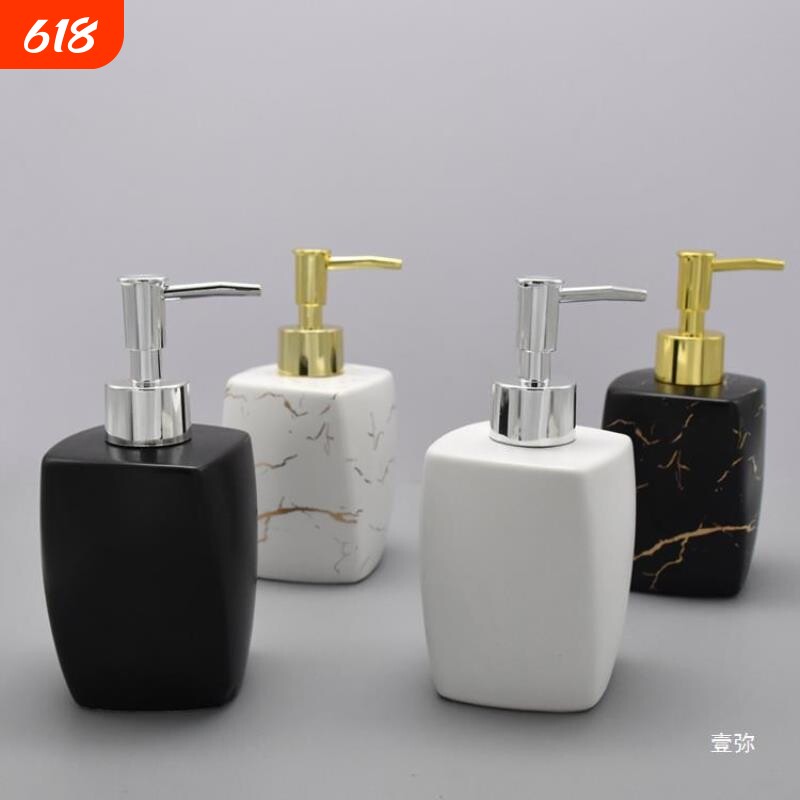 欧式陶瓷洗手液瓶商用简约陶瓷洗手分装按压空瓶酒店瓶子桌面