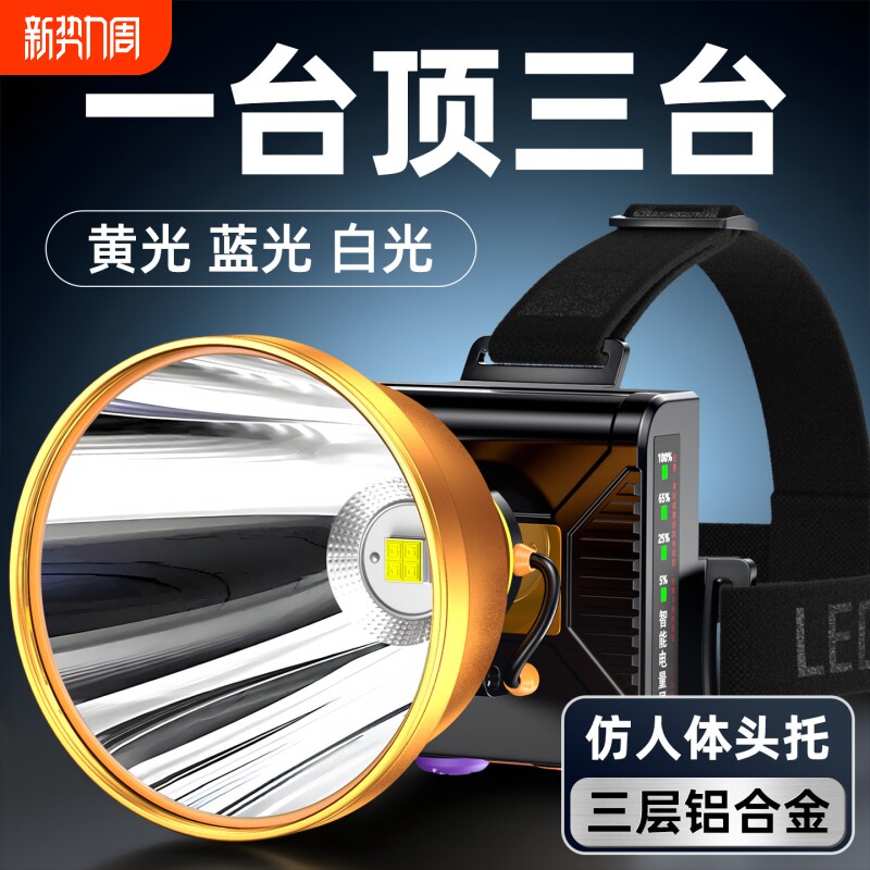 头灯2026新款强光耐用超亮头戴式超长续航钓鱼专用灯充电户外矿灯
