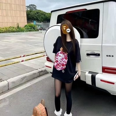 潮牌APE短袖t恤100%纯棉高版本中大童装亲子装SHARK BAPE猿人迷彩