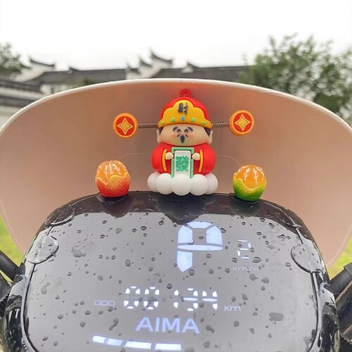 财神电动车装饰小配件仪表盘摆件可爱公仔电瓶车用品大全雅迪固定