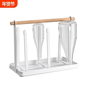 25年新款跨境杯子架铁艺带接水盘家用简约免打孔客厅厨房沥水杯架