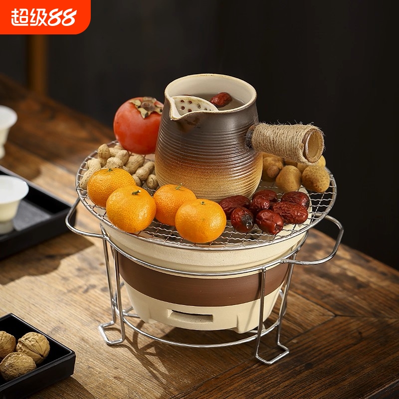 烤奶茶罐罐围炉煮茶壶木炭烤火全套装冬天电陶炉养生烧水泡茶器具