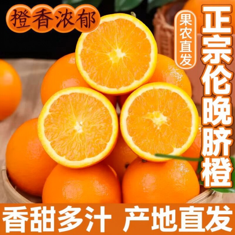 正宗伦晚脐橙橙子新鲜秭归脐橙当季水果手剥冰糖甜橙大果整箱包邮