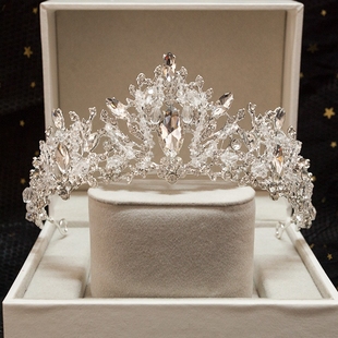皇冠头饰儿童生日公主银色女童发箍演出走秀王冠女孩水晶发饰水钻