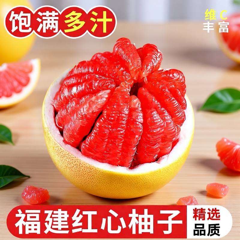 红心蜜柚三红柚子带箱5斤9斤新鲜当季酸甜水果西柚红肉大果批发