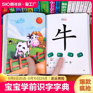 宝宝学前识字字典幼儿认字启蒙教材2-3一6-8岁儿童看图识字卡片幼儿园大班中班学前班象形识字大王绘本幼小衔接一年级趣味识字神器