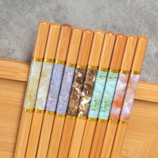 天然楠竹筷家用高档分餐筷一人一筷专人专用分色筷子5 10双家庭装