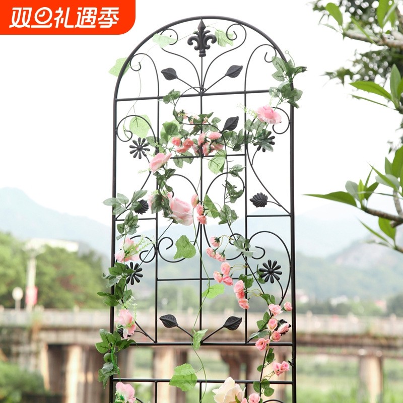 新款铁线莲月季爬藤架子花园栅栏花架蔷薇户外庭院铁艺栅栏花支架