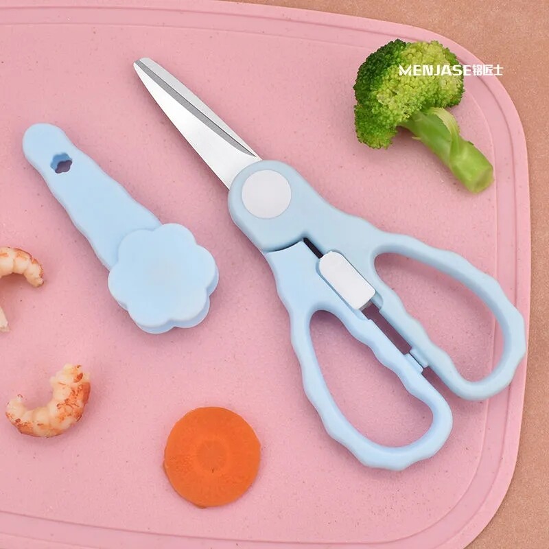 不锈钢宝宝辅食剪刀可剪肉剪菜便携外带婴儿专用食物剪儿童剪套装
