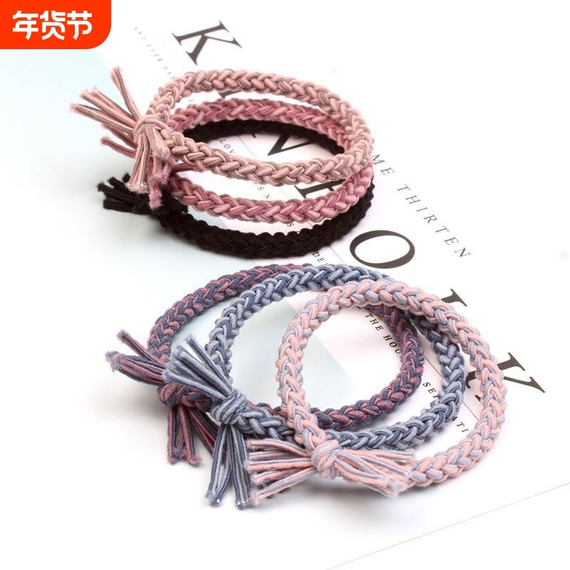 韩版时尚发绳高马尾发圈手工编织麻花头绳高弹力扎头发皮筋发饰