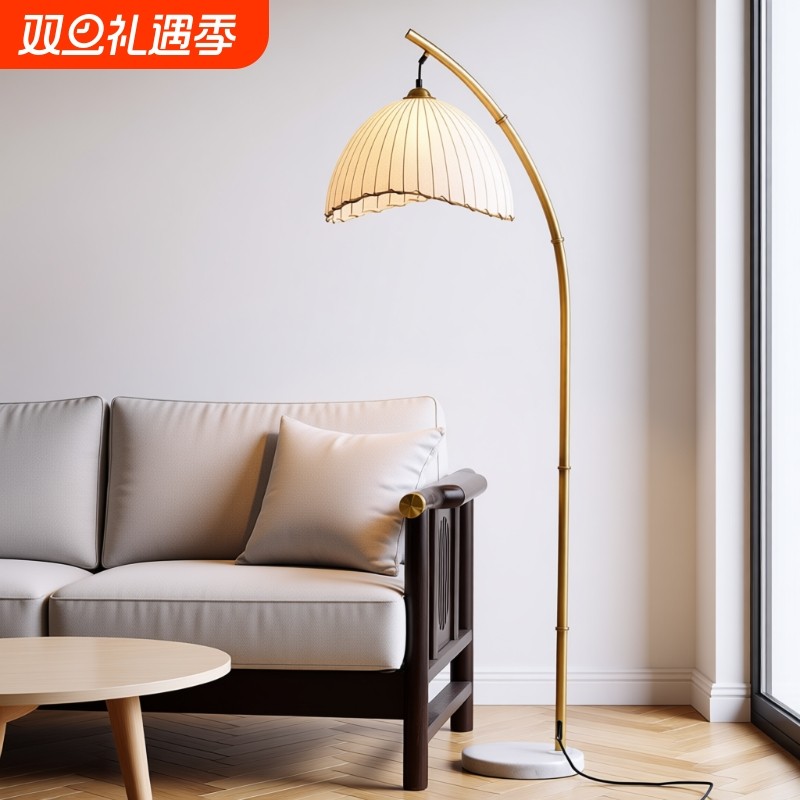 新中式落地灯客厅卧室床头日式禅意复古沙发装饰侘寂竹艺茶室台灯